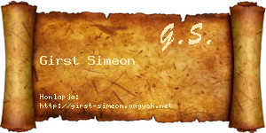 Girst Simeon névjegykártya